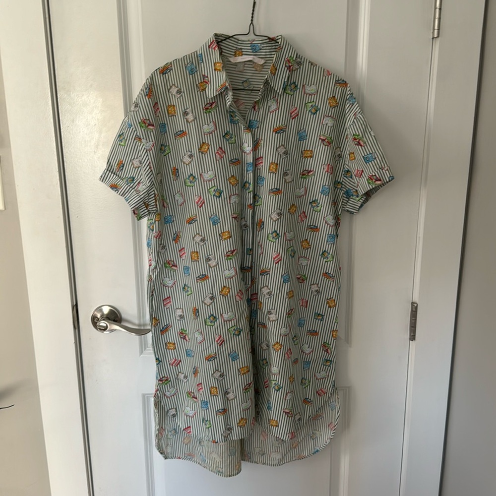 green striped button down dress